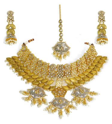 NS-862 Kundan Bridal Necklace Set, Style : Antique