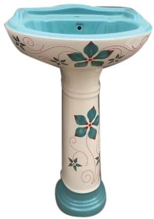 Sanitation Ceramic Pedestal Washbasin, Pattern : Printed