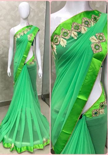 Silk Georgette Embroidered Handwork Saree