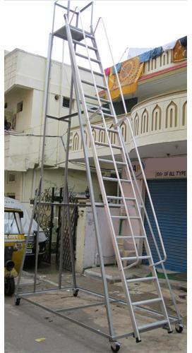 Polished Aluminium Mobile Statue Ladder, Color : Grey