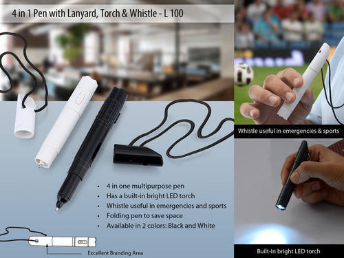 Plastic Torch and Whistle Pen