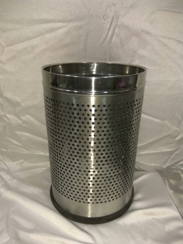 Geenova Round Stainless Steel Perforated Dustbin, Color : Silver