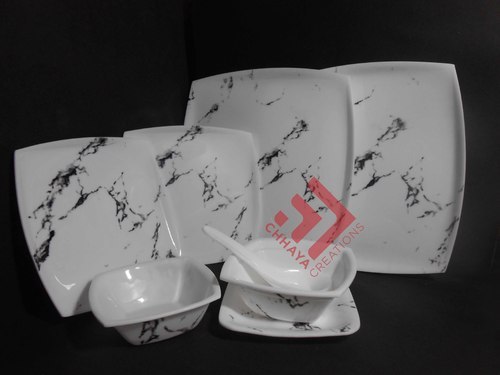 Acrylic White Dinner Set,