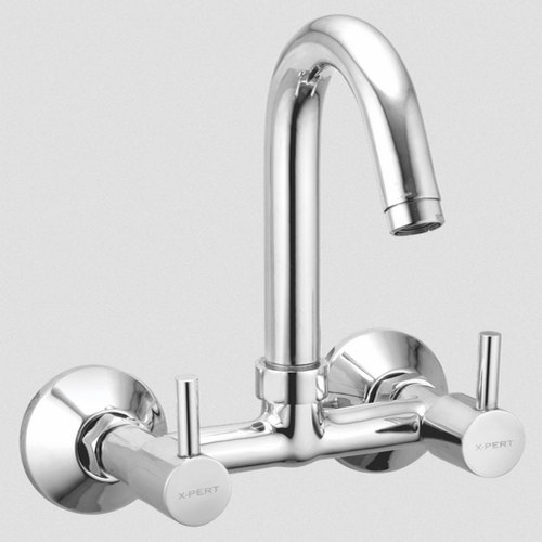 X-Pert 4 Layer Electroplating Brass Wall Mount Sink Mixer, Color : Silver