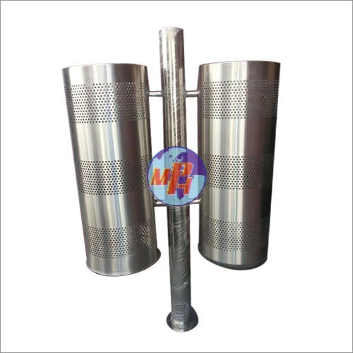 Stainless Steel Road Side Dustbin, Color : Silver