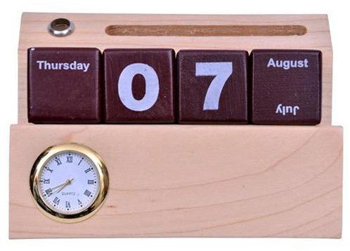 Decorative Wooden Calendar, Feature : With Watch