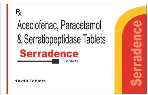 Aceclofenac Paracetamol & Serratiopeptidase Tablets, Packaging Size : 10x10