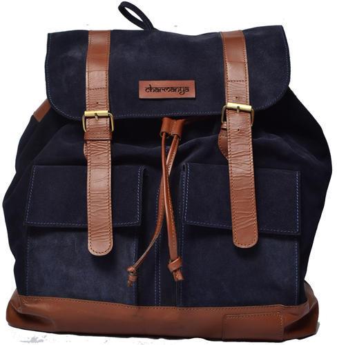 Charmanya Leather Unisex Backpack, Color : Blue