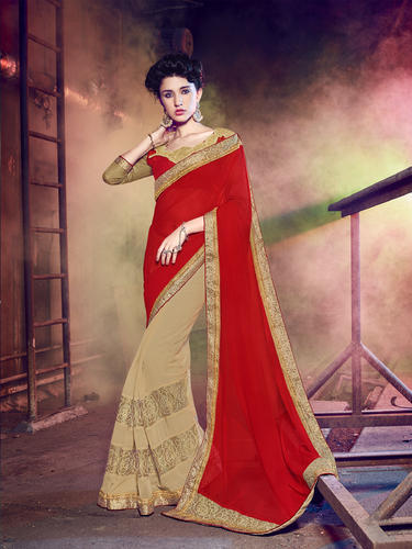 Georgette Sparkle Fancy Saree, Occasion : Bridal wear