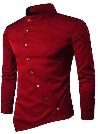 Mens Maroon Plain Shirt