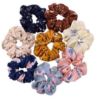 Poly Crepe hair scrunchies, Pattern : Printed