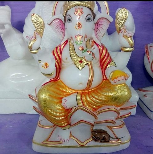 GIRDHARS Bal Ganesh Marble Statue, Color : Multicolor