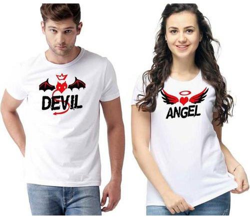 Devil and Angel Couple T-Shirt, Occasion : Casual Wear, Size : M at Rs ...