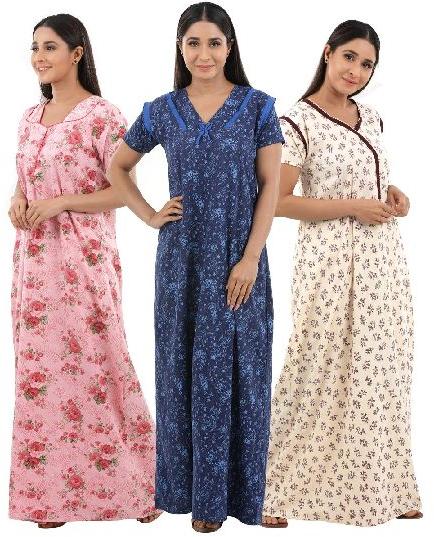 Half Sleeve Cotton Designer Night Gown, Feature : Comfortable, Pattern :  Plain, Printed at Rs 500 / Piece in Delhi