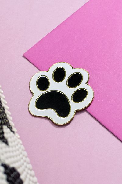 Custom shape Polished Brass Paw Lapel Pin, for Clothing, Style : Classic