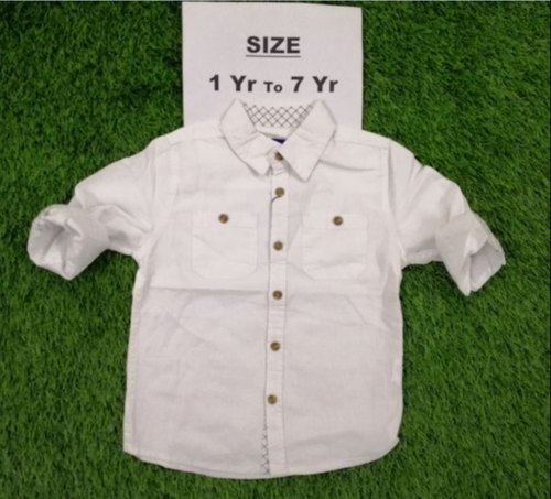 Plain Boys White Cotton Shirt, Feature : Anti-Shrink, Anti-Wrinkle