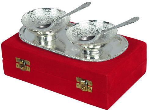 Oval Silver Bowls Set, Features : Exclusive design, Durability, Excellent shine