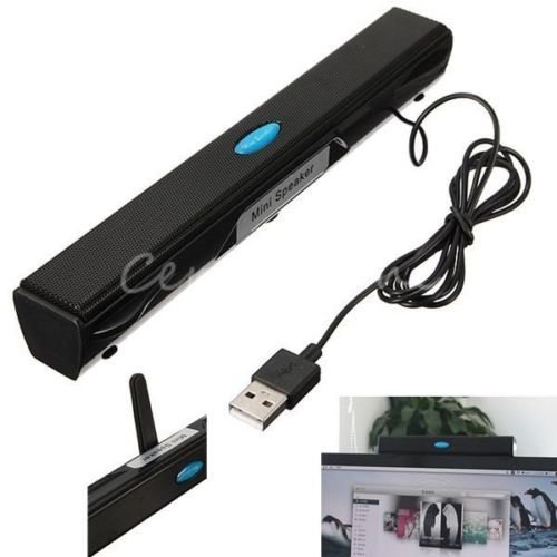 Portable USB Sound Bar Speaker, Color : Black