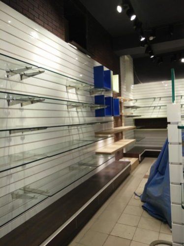 Wooden Showroom Display Rack, Color : Brown, Black