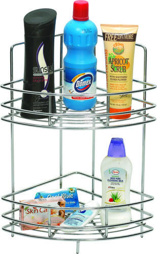 Coated Alloy Steel Double Corner Shelf, for Home Use, Hotels Use, Office Use