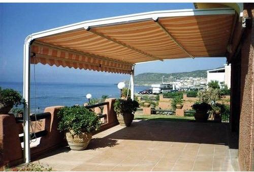 Polyester Tunnel Terrace Awning, Color : Yellow, White