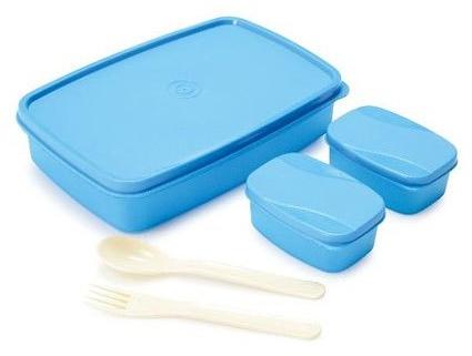 Oliveware Rectangular Plastic Lunch Box, Color : Blue