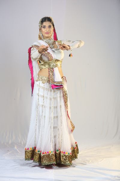 Semi Classical Dance Costume, Color : Multicolor