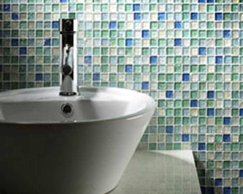 Glass Mosaic Wall Tile, Color : Blue, Grey