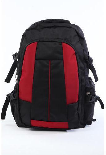 Polyester Tracking Backpack bag, Color : Black, Red