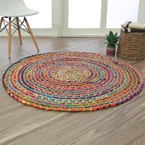 Round Cotton Chindi Rugs, for Home, Size : 28 Inch