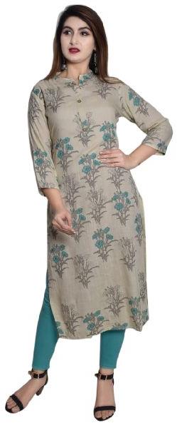 Printed Jaipuri Cotton Kurti, Style : Straight