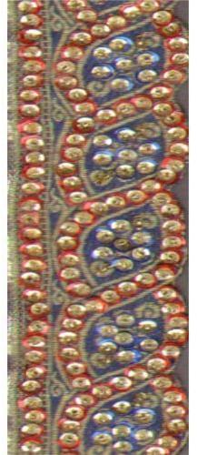 Golden Banarasi Border Lace, for Blouses, Dupatta, Kurti, Lehenga, Saree, Suit, Packaging Type : Roll