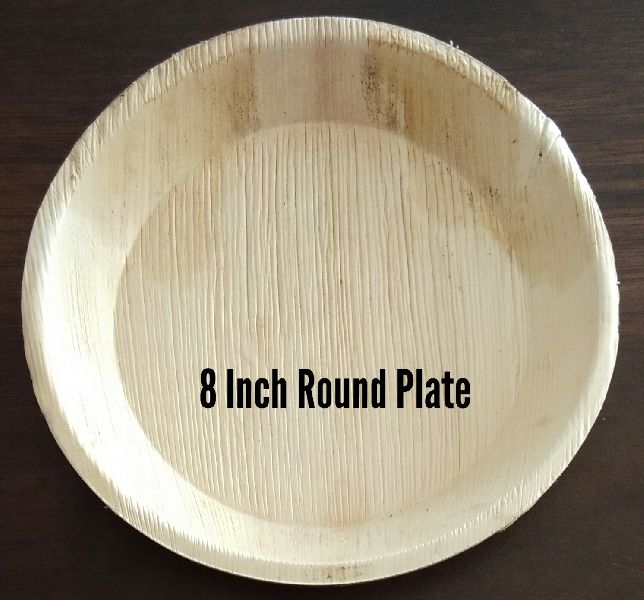 8 Inch Areca/palm Leaf Round Plate, for Food Serving, Feature : Biodegradable, Disposable, Eco-Friendly
