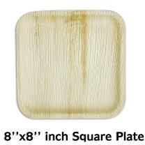 8x8 Inch Areca/ palm Leaf Square Deep Plaine Plate