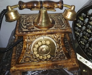 Antique Wooden Telephone, for Decoration Use, Color : Brown
