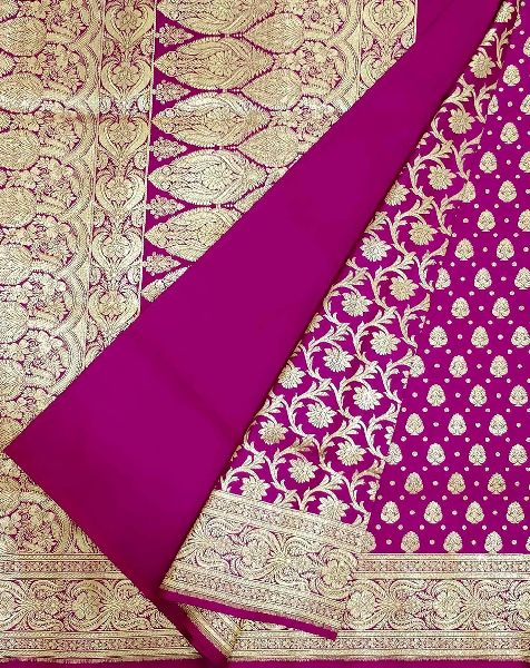 Embroidered banarasi sarees, Color : Blue, Creamy, Orange
