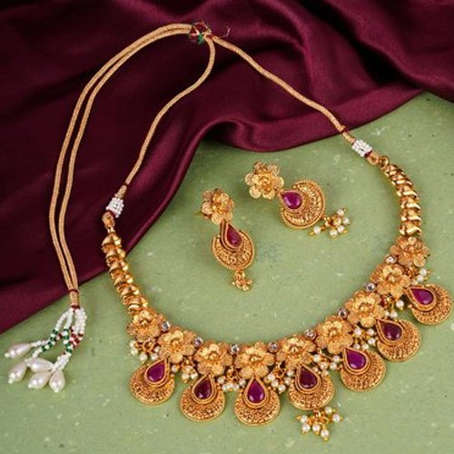 Gold Traditional Necklace, Occasion : Festive Party Wear