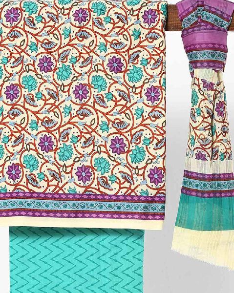 Cotton Printed Dress Material, for Making Ladies Garments, Feature : Attractive Designs