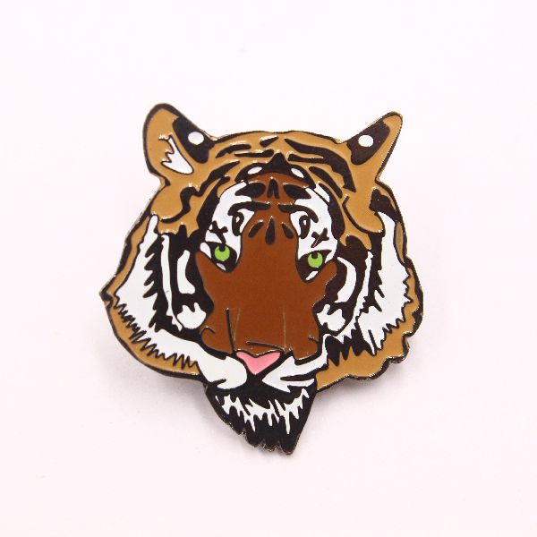Oval Polished Metal The Tiger Lapel Pin, for Clothing, Style : Antique, Classic