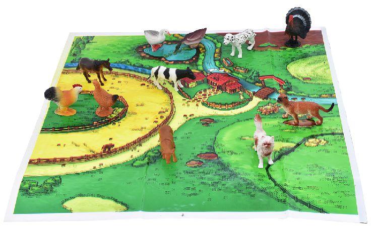 Farm Animal Set with mat 20 different farm animals rubber toy