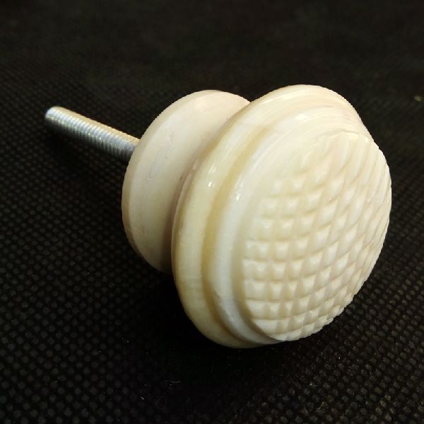 Polished Engraved Bone Knobs, Shape : Round