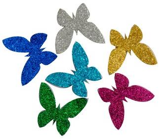 Faircon Butterfly Shape Glitter Sticker, Color : Red, Pink, Yellow, Golden, Blue etc.