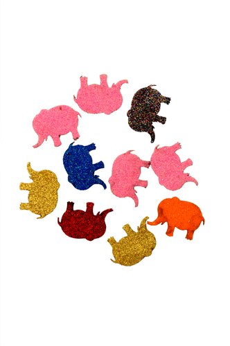 Faircon Elephant Glitter Sticker, Color : Red, Pink, Yellow, Golden, Blue etc.