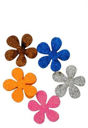 Faircon Flower Shape Glitter Sticker, Color : Red, Pink, Yellow, Golden, Blue etc.
