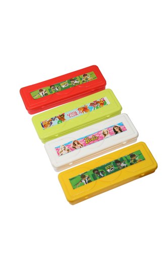 Kores Small Plastic Pencil Box, Color : Red, Yellow, Pink, White, Blue etc.