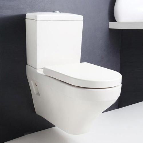 Polished Ceramic Wall Mounted Toilet Seat, Shape : Oval, Round