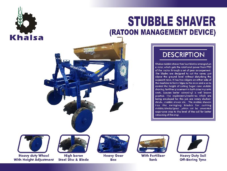 Polished Carbon Steel Stubble Shaver/Ratooner, for Agricultural