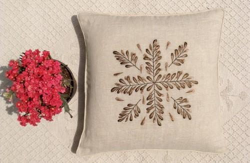 Embroidered Linen Cushion