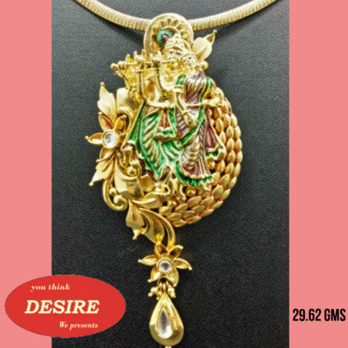 Emerald Radha Krishna Gold Pendant, for Personal, Occasion : Anniversary, Engagement, Gift