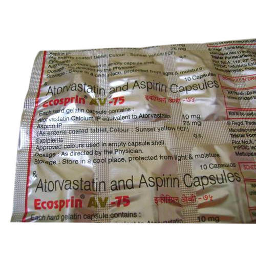 Ecosprin AV 75 Capsules, Packaging Type : Strip